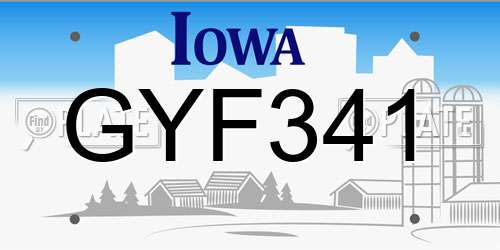 GYF341 Iowa License Plate