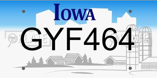 GYF464 Iowa License Plate