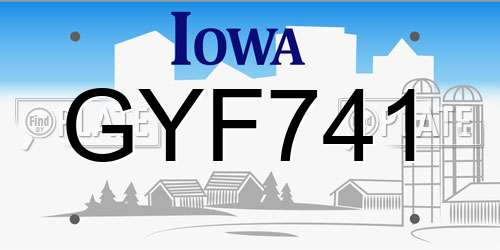 GYF741 Iowa License Plate