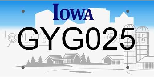GYG025 Iowa License Plate
