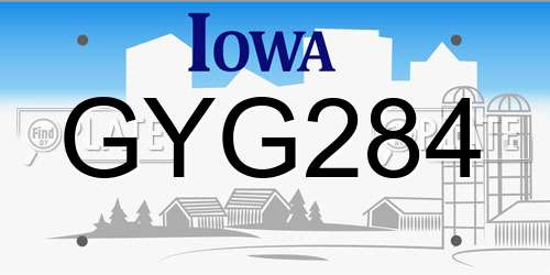 GYG284 Iowa License Plate