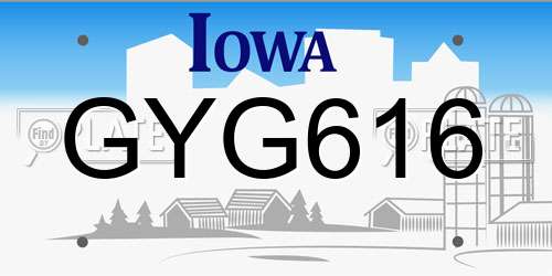 GYG616 Iowa License Plate