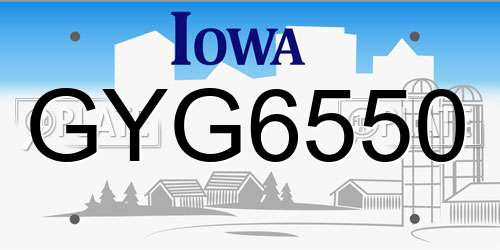 GYG6550 Iowa License Plate