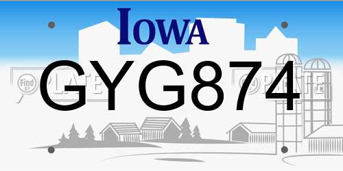 GYG874 Iowa License Plate