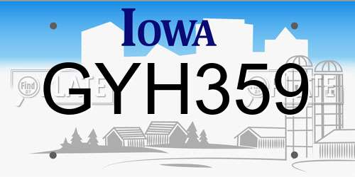 GYH359 Iowa License Plate