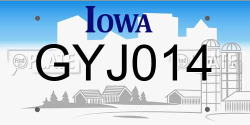 GYJ014 Iowa License Plate