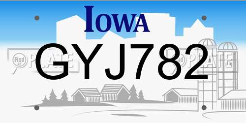 GYJ782 Iowa License Plate