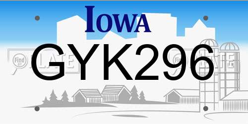 GYK296 Iowa License Plate