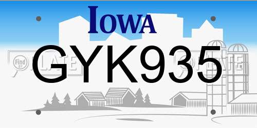 GYK935 Iowa License Plate