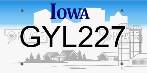 GYL227 Iowa License Plate