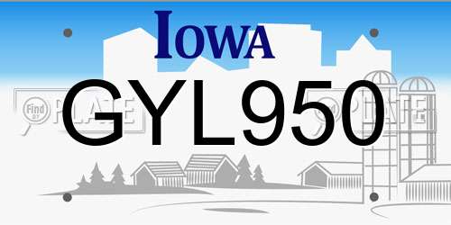 GYL950 Iowa License Plate