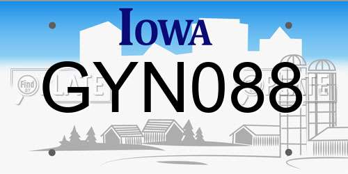 GYN088 Iowa License Plate