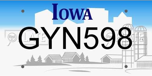 GYN598 Iowa License Plate