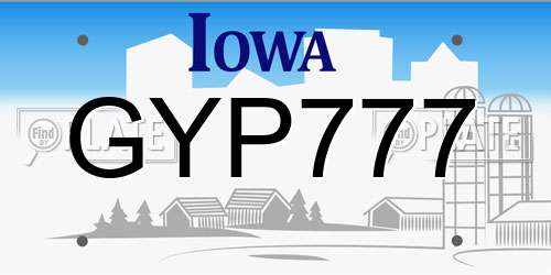 GYP777 Iowa License Plate