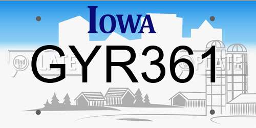GYR361 Iowa License Plate