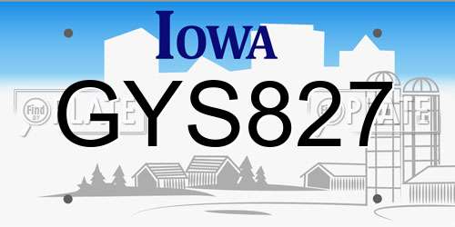 GYS827 Iowa License Plate