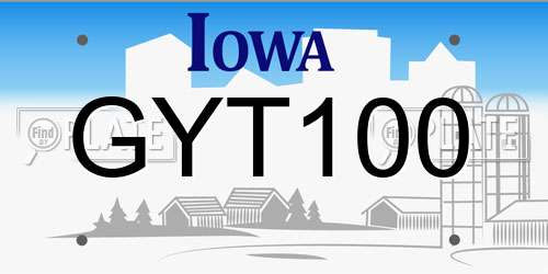 GYT100 Iowa License Plate