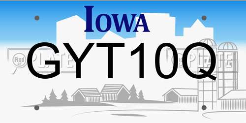 GYT10Q Iowa License Plate