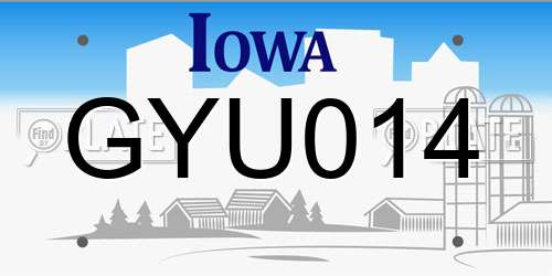 GYU014 Iowa License Plate