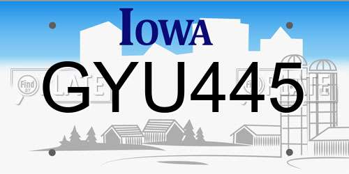 GYU445 Iowa License Plate