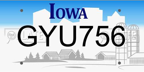 GYU756 Iowa License Plate