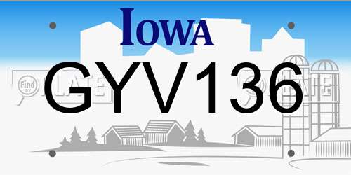 GYV136 Iowa License Plate