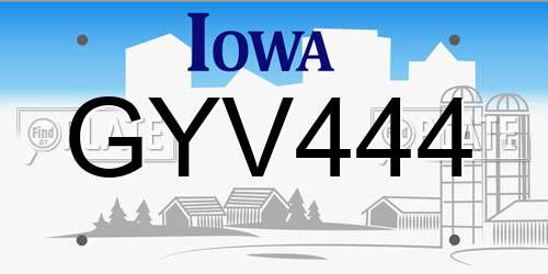 GYV444 Iowa License Plate