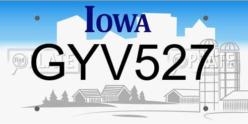 GYV527 Iowa License Plate