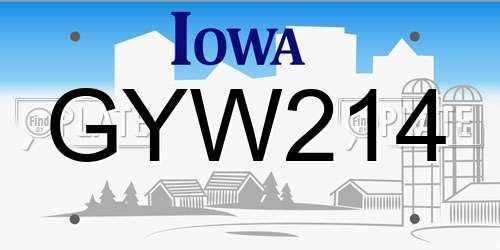 GYW214 Iowa License Plate