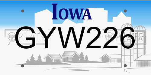 GYW226 Iowa License Plate