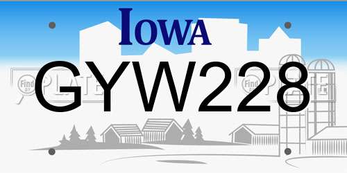 GYW228 Iowa License Plate