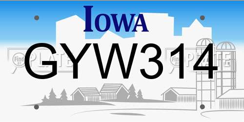 GYW314 Iowa License Plate