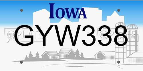 GYW338 Iowa License Plate