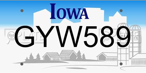 GYW589 Iowa License Plate