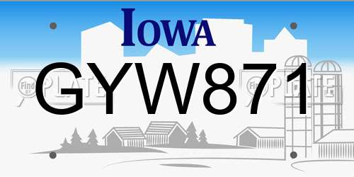 GYW871 Iowa License Plate
