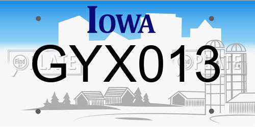 GYX013 Iowa License Plate