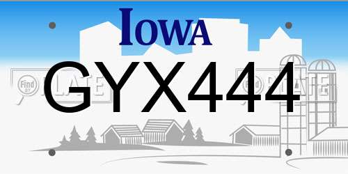 GYX444 Iowa License Plate