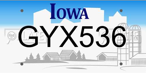 GYX536 Iowa License Plate