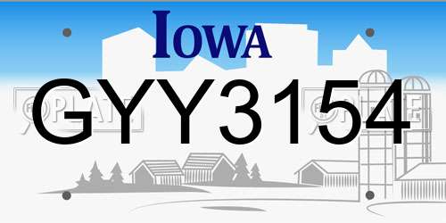 GYY3154 Iowa License Plate