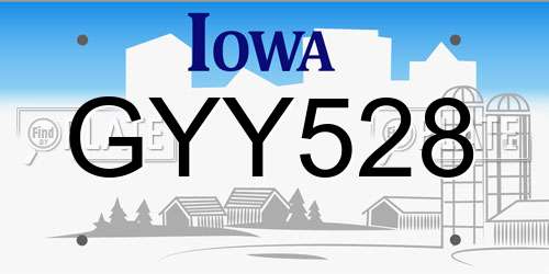 GYY528 Iowa License Plate