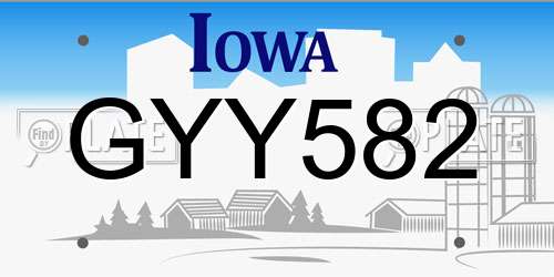 GYY582 Iowa License Plate