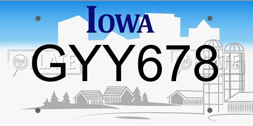 GYY678 Iowa License Plate