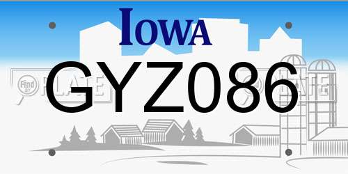 GYZ086 Iowa License Plate