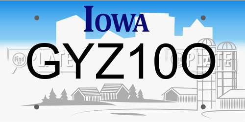 GYZ10O Iowa License Plate