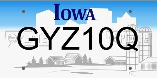 GYZ10Q Iowa License Plate