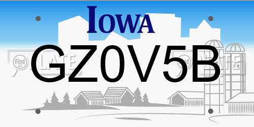 GZ0V5B Iowa License Plate