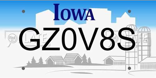 GZ0V8S Iowa License Plate