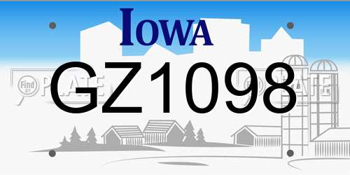 GZ1098 Iowa License Plate