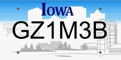 GZ1M3B Iowa License Plate