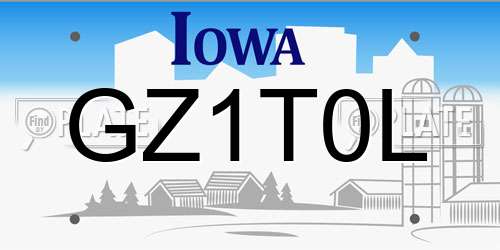 GZ1T0L Iowa License Plate